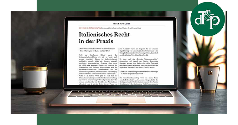 „Nova et Varia“, die Zeitschrift des Österreichischen Juristenvereins, veröffentlicht einen Artikel der Rechtsanwältin Dr. Ulrike Christine Walter.
